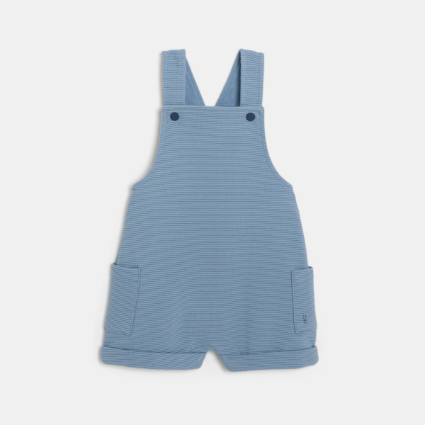 سالوبيت قصير من القطن الفاخر وبودي برسوم حيوانات باللون الأزرق للفتيان الصغار.